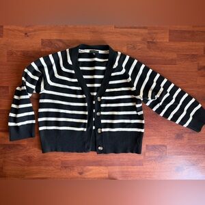 Elements Black & White Striped Cardigan